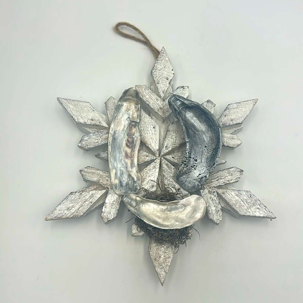 Handcrafted Wooden Snowflake Oyster Nativity